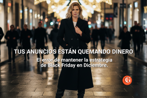 Mujer con expresión seria en la calle, representando la pérdida de rentabilidad en e-commerce por errores en Google Merchant Center Next.