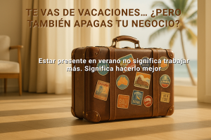 Maleta de viaje con etiquetas, simbolizando un negocio que se apaga en vacaciones